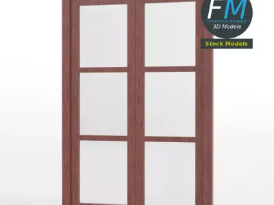 Six panel double window 3D model