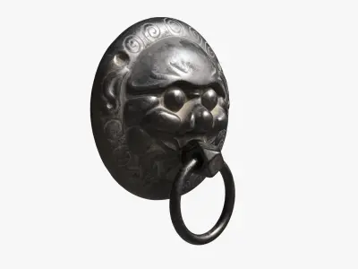 Chinese animal head door knocker02 PBR 3D model