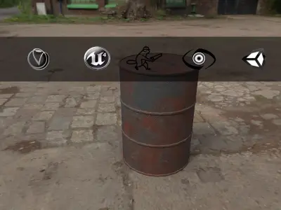 Rusty Barrel Style 2 Low-poly 3D model