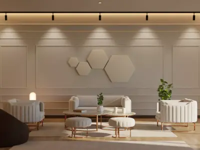 Living Room - 03 Low-poly 3D model