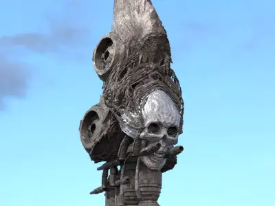 Alien meteor Scull rocks  3D model