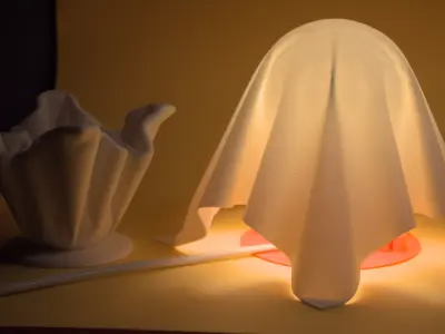 Ghostly Draped Lamp and Matching Trinket Dish  3D Printable Set 3D print model