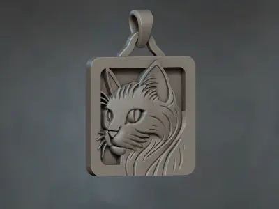 Stylish Cat Pendant Necklace  3D print model