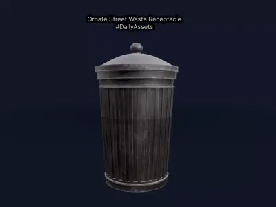Ornate Street Waste Receptacle 3D model