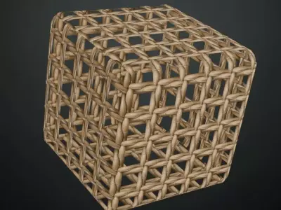 Natural Bamboo Square Lattice Weave PBR Texture