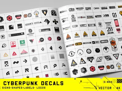 500 Cyberpunk Decals Megapack Texture