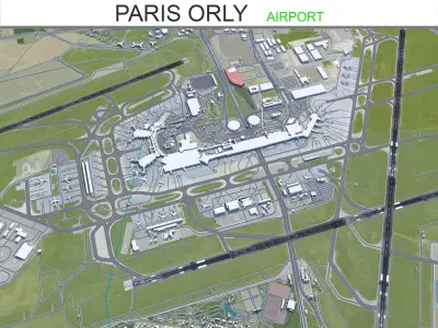 Paris Orly Airport 15km Low-poly 3D model
