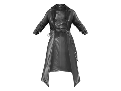 Men Long Casual Urban Street Agent Coat Low-poly 3D model