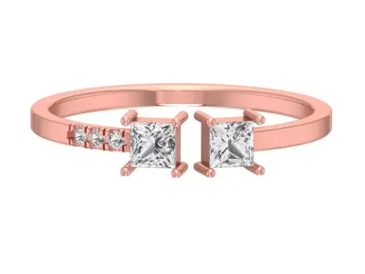 Solitaire Women Light Weight Princess stone Band Ring 3D print model