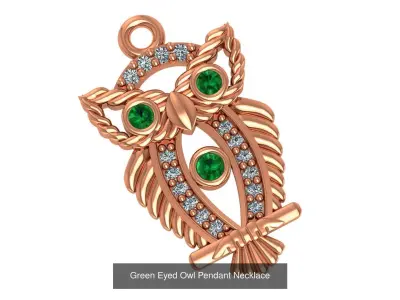 10 Owl  Charm Pendant Necklace 3D Model Pack
