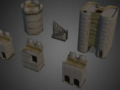 Modular Castle Set Low-poly 3D model