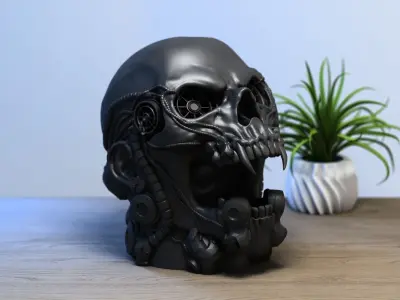 Electronic robot scream skull Headphone Stand 3D print model