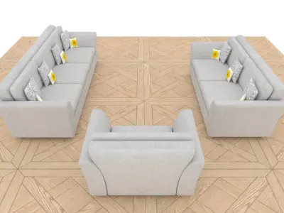 Three piece sofa set 3D model