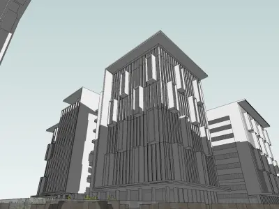 SU model of modern office and residential apartment building 3D model