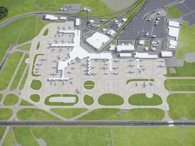  Melbourne Airport Low-poly 3D model