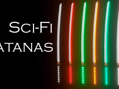 SciFi katanas Low-poly 3D model