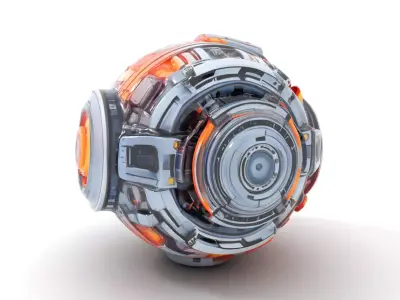 Futuristic Spherical Drone Model Pack with Advanced Detailing Low-poly 3D model