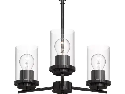 Corona Black Three Light Chandelier 3D model