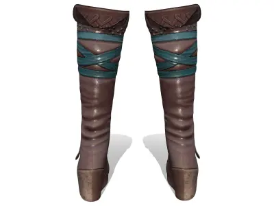 Wedge Heels Brown Leather Combat Boots Low-poly 3D model