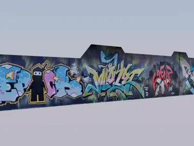 Big graffiti wall III 3D model