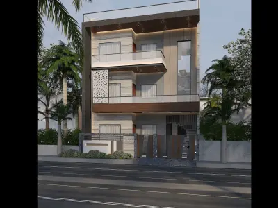 Modern 3D Exterior Design Size 35 ft X 70 ft 3D model