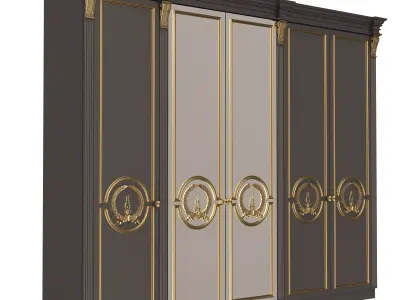 Classic Wardrobe Furniture 0402 Black Low-poly 3D model