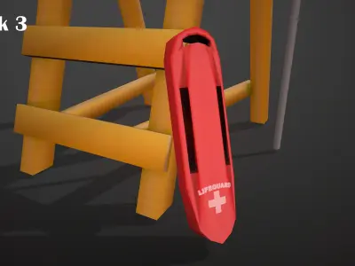 BEACH ASSETS Low-poly 3D model