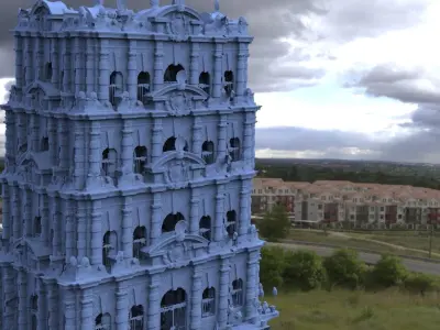 Fantasy architecture Mayan hotel tower fantasy 2  3D model