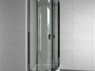 Bathroom set 1 shower stall with glass door 3D model