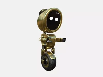 Wheel Robot H07 Gold - SciFi Character Design Low-poly 3D model