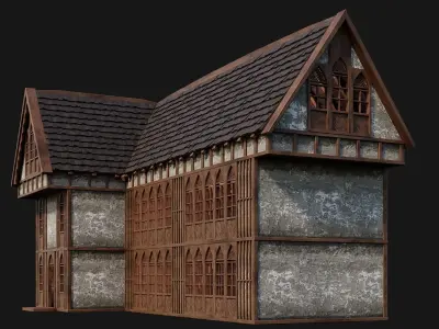 Old Medieval House Building 4K Textures GameReady 192 Low-poly 3D model