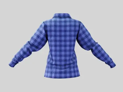 Female Shirt 01 Light Blue  Fannel Checkered Low-poly 3D model