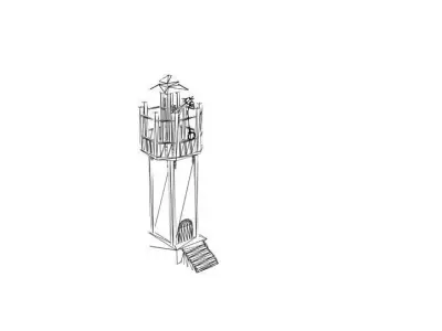Low Poly Medieval Wooden Watch Tower Low-poly 3D model