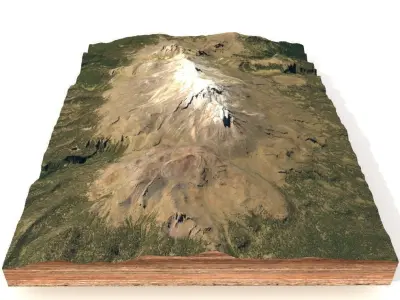  Mountain landscape Iztaccihuatl Volcano Central Mexico 5286 m  Low-poly 3D model