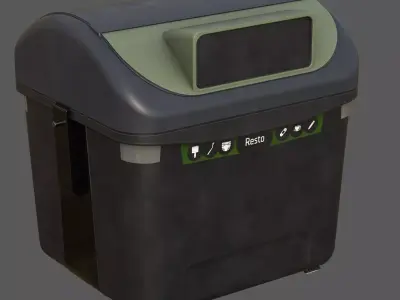 European Style Street Bin Realistic Urban Trash Container  3D model