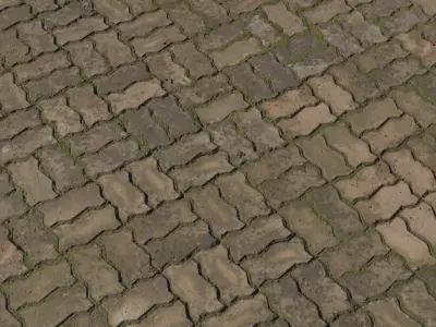 Interlocking Concrete Pavers PBR Texture Texture