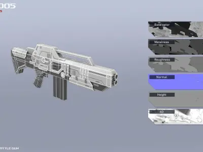 Scifi Battle gun Low-poly 3D model