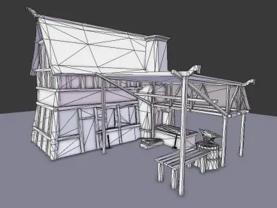Medieval Village Blacksmith Low-poly 3D model