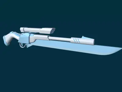 Sniper Gunblade 08 Blue Cartoon - Character SciFi Design Low-poly 3D model