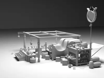 HIGHMARKET machine shop Low-poly 3D model