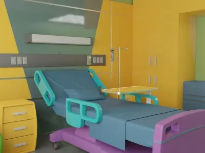  Cartoon Hospital Room 3D model