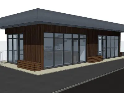 3D model of a bus stop with a cafe in 4 versions 3D model