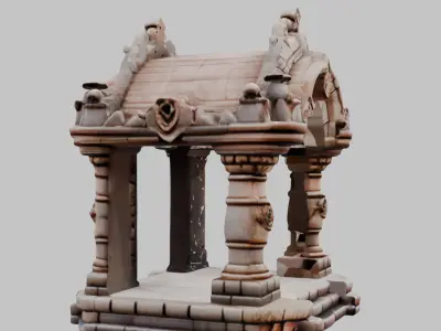 Ancient Temple Ruins 3D Model Low-poly 3D model