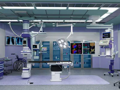 MEDICAL SPACES-CATHETER LAB-SURGICAL OPERATION ROOM 3D model