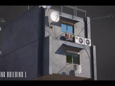 Dystopian Cyberpunk Building 2 Low-poly 3D model