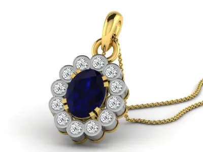 Pendants Collection sapphire and diamond pendant 3D print model