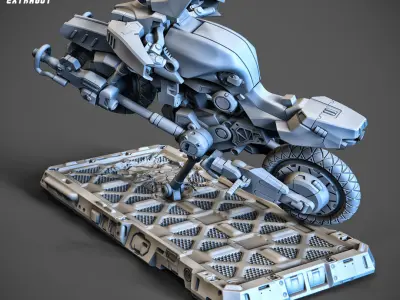 Scifi Milittary Bike 100mm 3D print model