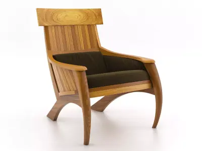 Sabre wooden lounge chair 3D model