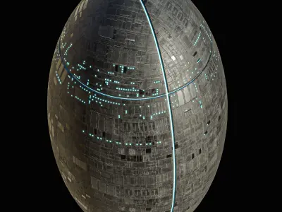 Space Station oval sphere Spaceship Borg Low-poly 3D model