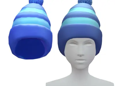 Cartoon High Poly Subdivision Knitted Hat Low-poly 3D model